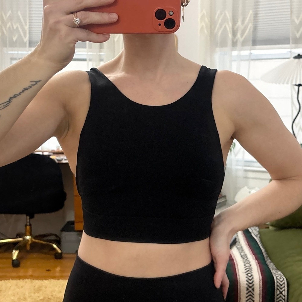 ZARA Black High Neck Low Back Sz Small Strapless Cropped Tank Top - sz S - Picture 7 of 9
